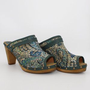 Sanita Lydia Green Paisley Heels (Size 40 EU)